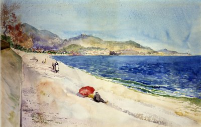 Op het strand onder de Promenade des Anglais, Nice, Frankrijk door Cass Gilbert