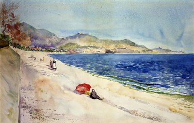 Op het strand onder de Promenade des Anglais, Nice, Frankrijk door Cass Gilbert