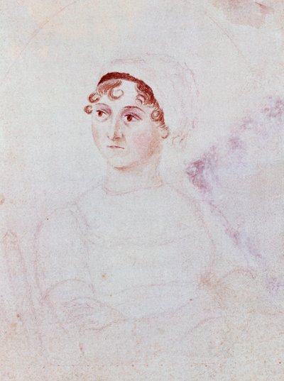 Portret van Jane Austen, ca. 1810 (potlood & aquarel op papier) door Cassandra Austen