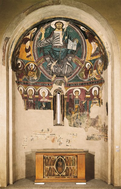 Christus in glorie, uit de kerk van San Clemente de Tahull, Lerida, Spanje door Catalan School