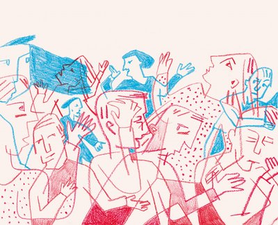 Chaotische discussie in de menigte door Catalina Somolinos