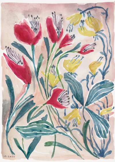 Levendige bloemen in aquarel door Catalina Somolinos