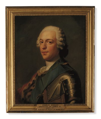Prins Charles Edward Stuart, in harnas, met blauwe sjerp van de Orde van de Kousenband door Catherine (attr. to) Read