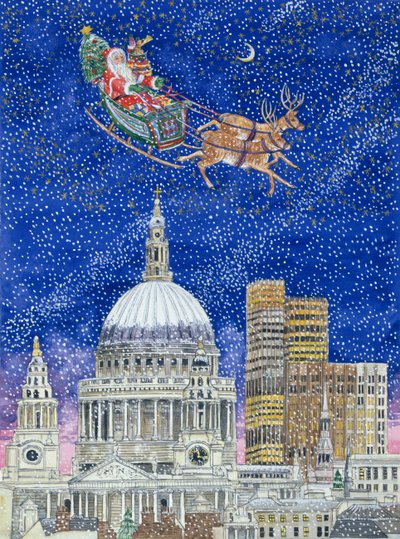 Kerstman Vliegt over Londen door Catherine Bradbury