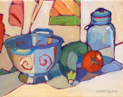 De nieuwe vintage keuken, 2024 (olieverf op doek) door Catherine J Martzloff