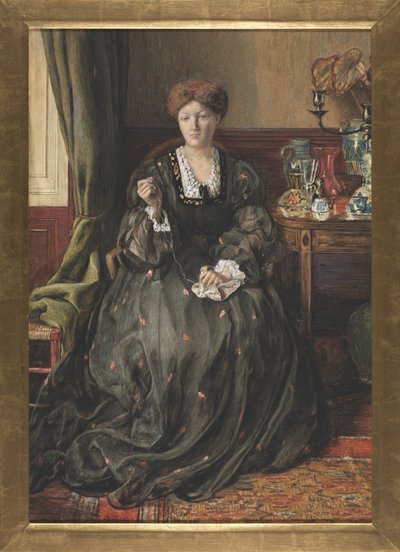 Denkend, Portret van Emma Madox Brown door Catherine Madox Brown