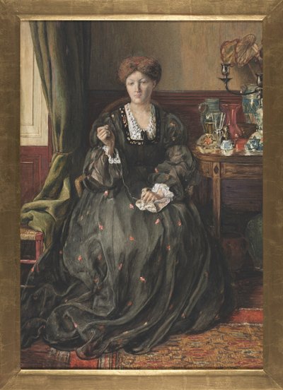 Denkend, portret van Emma Madox Brown, c. 1870 door Catherine Nee Madox Brown Hueffer