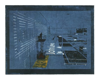Settled Cultivation, 2015 (lasergesneden lino, linosnede en traditionele ets) door Catherine Sutcliffe Fuller