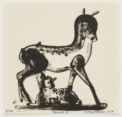Denkt 2, 2013 (litho met handinkleuring) door Cathie Pilkington