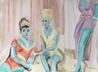 19.03.20 Ze keken naar hem, 2020 (olieverf op papier) door Cathy Lomax