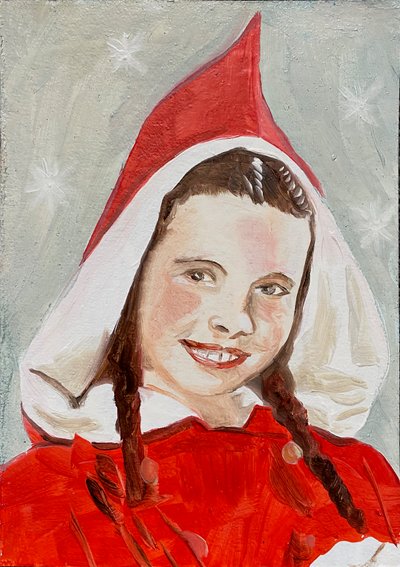 Margaretha, 2023 (olieverf op papier) door Cathy Lomax