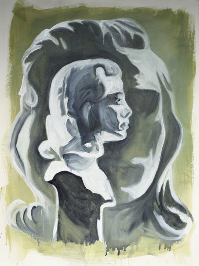 Gestolen gezicht, 2020 (olieverf op papier) door Cathy Lomax