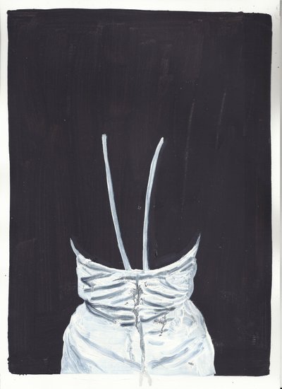 Het meisje boven 1, achterkant, 2012 (olieverf en acryl op papier) door Cathy Lomax