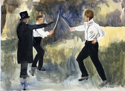 The Plot (Parijs 1961), 2011 (olieverf op papier) door Cathy Lomax