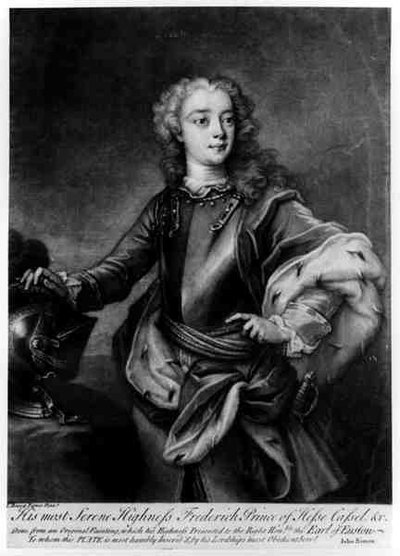 Portret van Frederik II (1720-1785), Landgraaf van Hessen-Kassel, gegraveerd door John Simon (1675-1715) door Cavaliere Carlo Francesco Rusca