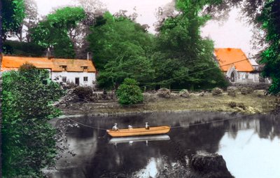 Erbistock veerboot en kerk, Wrexham, 1926 door Cavenders Ltd