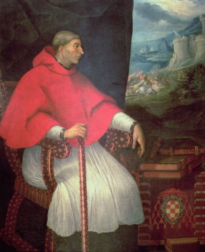 Portret van kardinaal Francisco Ximenez de Cisneros (1437-1517) door Caxesi or Caxete Eugenio Caxes