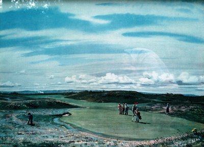 Cecil Aldin 1870-1935, kunstdruk van golfbaan, ca. 1920 door Cecil Charles Windsor Aldin