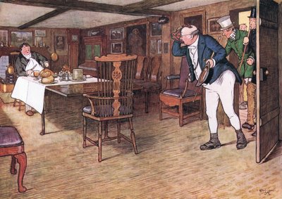 Aan tafel zat meneer Tupman, die er helemaal niet uitzag als iemand die afscheid had genomen van deze wereld door Cecil Charles Windsor Aldin