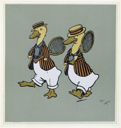 Twee eenden in tennisoutfit - in 