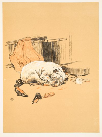 Teleurstelling bij het niet vinden van de Chocolade, uit A Gay Dog, Story of a Foolish Year Aldin, Cecil Charles Windsor (1870-1935), uitgegeven door William Heineman, 1905. 1e Editie, Illustratie door Cecil Charles Windsor Aldin