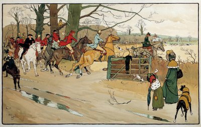 Gravure door Cecil Aldin, Engeland. Coll. Part door Cecil Charles Windsor Aldin