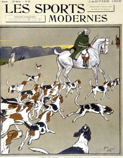 Jacht: de roedel. Omslag Modern Sports 01/1908 door Cecil Charles Windsor Aldin