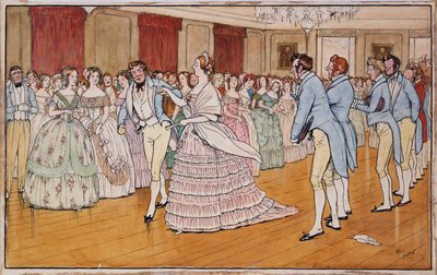 Mrs Barrington leidt zeer tevreden met Stephen Dumpling", illustratie bij "Handley Cross" door Robert Smith Surtees door Cecil Charles Windsor Aldin