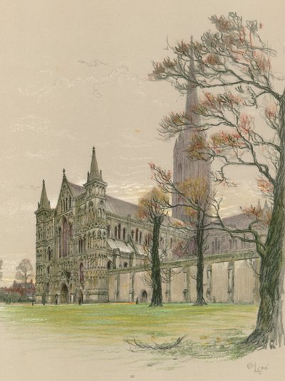 Kathedraal van Salisbury door Cecil Charles Windsor Aldin