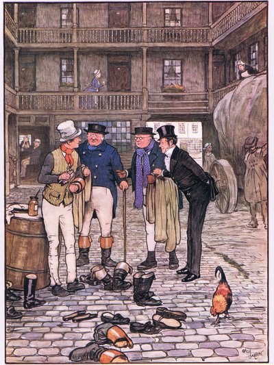 Sam op de binnenplaats van de White Hart door Cecil Charles Windsor Aldin