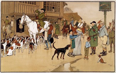 Stop bij de herberg tijdens een hazenjacht door Cecil Charles Windsor Aldin
