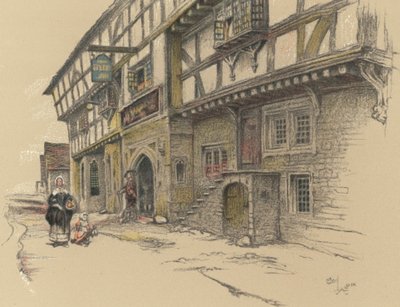 The George Inn, Norton St Philip door Cecil Charles Windsor Aldin
