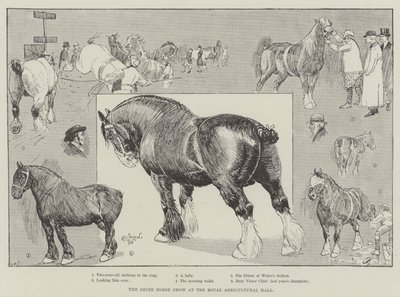 De Shire Horse Show in de Royal Agricultural Hall door Cecil Charles Windsor Aldin