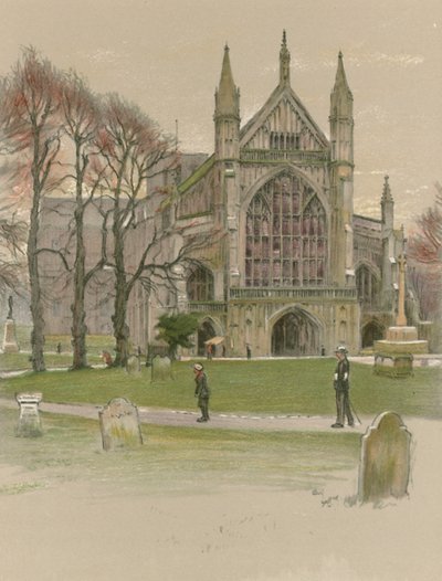 Winchester Kathedraal door Cecil Charles Windsor Aldin