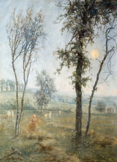 Hooien bij Maanlicht, 1876 door Cecil Gordon Lawson