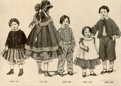 Kinderkleding uit 1850-1860, 1907, 1937 door Cecil W. Trout