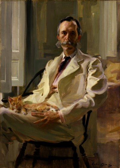 Man met de kat Henry Sturgis Drinker, 1898 door Cecilia Beaux
