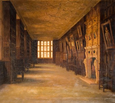 Uitzicht op de Lange Galerij in Aston Hall, 1870-1880 door Cecilia C Foster