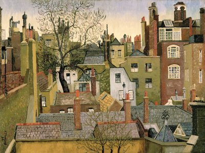 Vanuit een raam op Brook Street 45, Londen, W1 door Cedric Morris