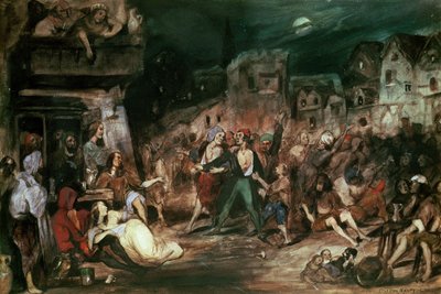 Gringoire in het Hof der Wonderen, illustratie uit hoofdstuk VI van 