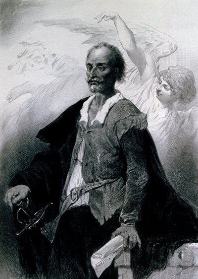 Portret van Miguel de Cervantes Saavedra door Celestin Francois Nanteuil