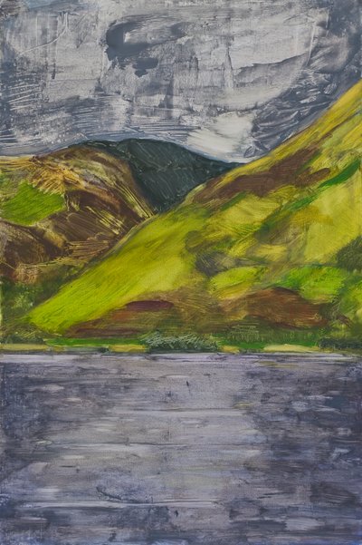 Meer van Talyllyn, Wales, 2010 (Olieverf op paneel) door Celia Montague