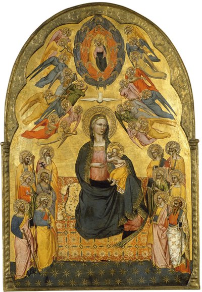 De Maagd van Nederigheid met de Heilige Vader, de Heilige Geest en de twaalf apostelen door Cenni di Francesco di ser Cenni