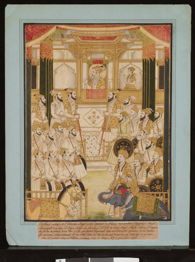 Durbar van de Mughal keizer Aurangzeb, ca. 1675-1725 door Central Indian School