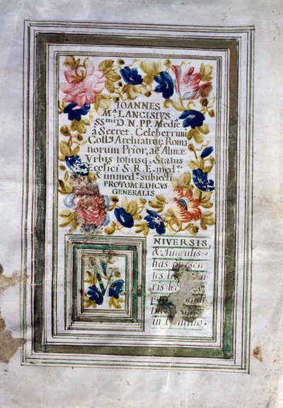 Medische graad uitgegeven in Rome door Giovanni Maria Lancisi (1654-1720) door Central Italian School