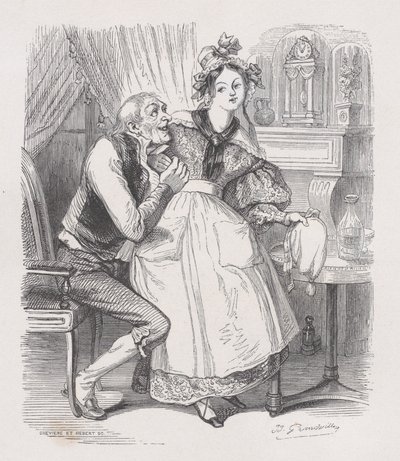 De Oude Vrijgezel uit Het Complete Werk van Béranger, 1836 door Cesar Auguste Hebert