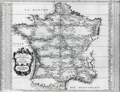 Kaart van Frankrijk, door Giovanni Domenico Maraldi (1709-1788) en Cesar-Francois Cassini de Thury of Cassini III (1714-1784), Frankrijk door Cesar Francois Cassini de Thury