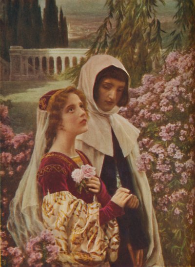 Dante en Beatrice in de Tuin door Cesar Saccagi