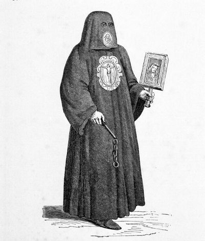 Lid van de Broederschap van de Dood, naar een houtsnede gekopieerd door Cristoforo Guerra in 