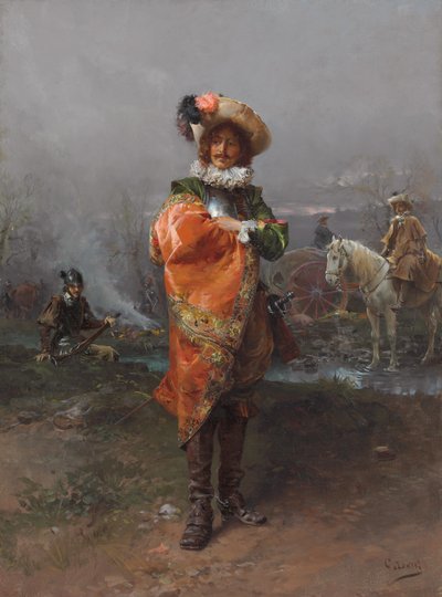 Een heer in een mantel door Cesare Auguste Detti